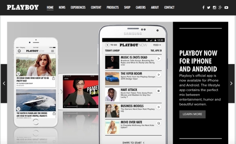 Playboy publications online home page. 